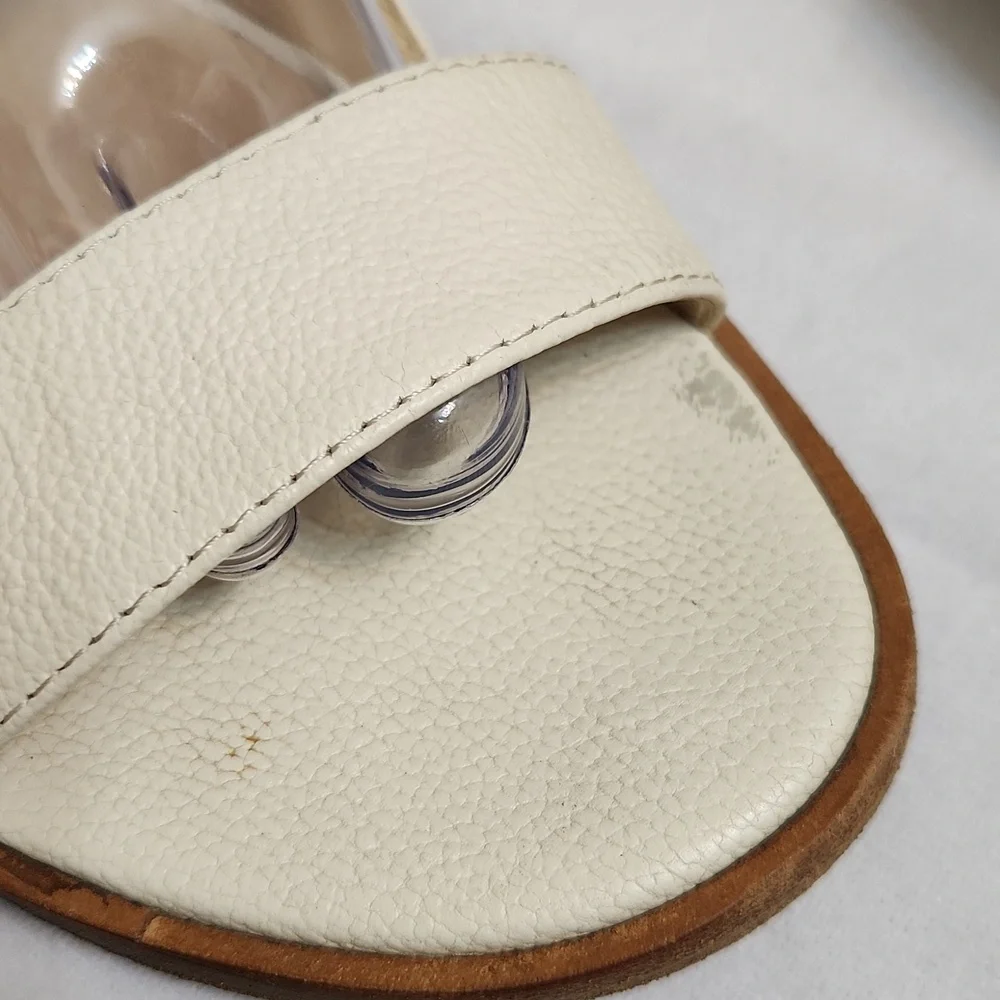 Jimmy Choo London Open Toe Leather Elegant Cream Sandals (w size 39.5) - Picture 13 of 14